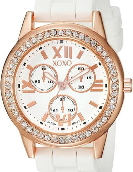 XOXO XO8081 Reloj blanco de cuarzo japonés con pantalla analógica para mujer