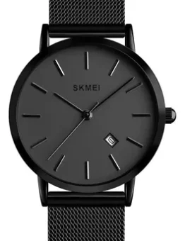 SKMEI Relojes de cuarzo para mujer, ultrafinos, magníficos, pequeños, pequeños, pequeños, pulsera de acero con esfera pequeña, negro (X Black), Moda
