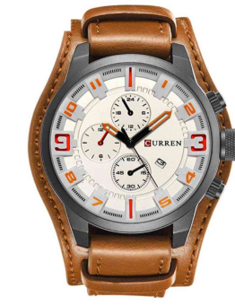 RELOJ CURREN CASUAL 8225-1 MARRON-BLANCO CORREA DE CUERO
