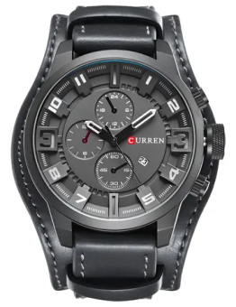 RELOJ CURREN CASUAL 8225-5 NEGRO-GRIS CORREA DE CUERO