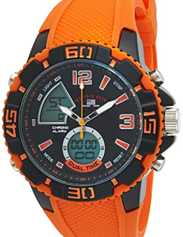 U.S. Polo Assn. Sport US9483 - Reloj deportivo para hombre con banda de silicona naranja, Cuarzo, Digital
