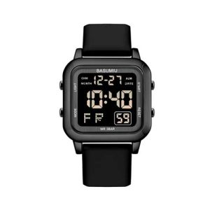 BASUMIU RELOJES DEPORTIVOS MILITARES DE ORO DIGITAL PARA HOMBRE, IMPERMEABLES, PARA CORRER, DEPORTES DE BUCEO, RELOJES DE PULSERA TÁCTICOS PARA HOMBRE, RELOJ DIGITAL CUADRADO NEGRO PARA