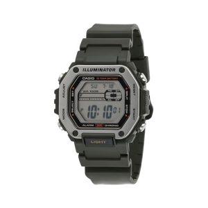 CASIO LED ILLUMINATOR RELOJ DE ALARMA DIARIA PARA HOMBRE MWD-110H-3AV, VERDE, MODERNO