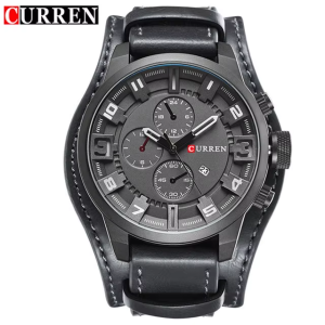 RELOJ CURREN CASUAL 8225-5 NEGRO-GRIS CORREA DE CUERO
