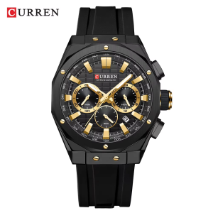 RELOJ CURREN CASUAL 8464-5/B.B.B CORREA DE SILICONA NEGRO