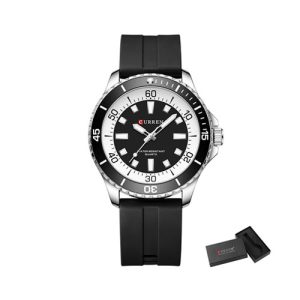 RELOJ CURREN DEPORTIVO 8448-1/S.B.B DE SILICONA NEGRO-BLANCO