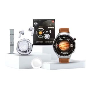 RELOJ INTELIGENTE 2025 CON CORREA DE CUERO, MONITORIZACIÓN DE SALUD, LLAMADAS, RESISTENTE AL AGUA, PANTALLA REDONDA, CORREA DOBLE, D21 GRIS