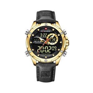 RELOJ NAVIFORCE NF9208 G/B/B CORREA DE CUERO NEGRO/DORADO