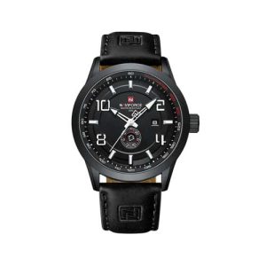 RELOJ NAVIFORCE NF9229 B/W/B DE CORREA DE CUERO NEGRO