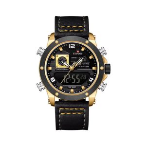 RELOJ NAVIFORCE NF9236 G/B/GCORREA DE CUERO NEGRO CON DORADO