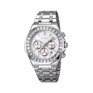 RELOJ SKMEI CASUAL 2380SIWT CORREA DE CADENA PLATEADO/BLANCO