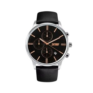 RELOJ SKMEI CASUAL 9103BKBK CORREA DE CUERO NEGRO/NEGRO