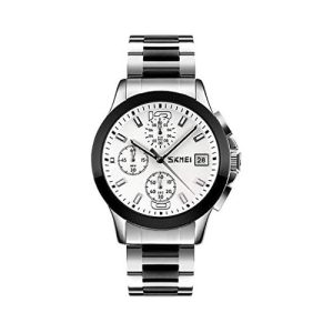RELOJ SKMEI CASUAL 9126WT CORREA DE CADENA PLATEADO