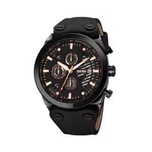 RELOJ SKMEI CASUAL 9282BKBK CORREA DE CUERO NEGRO/NEGRO