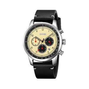 RELOJ SKMEI CASUAL 9318BEBK CORREA DE CUERO NEGRO/BEIGE