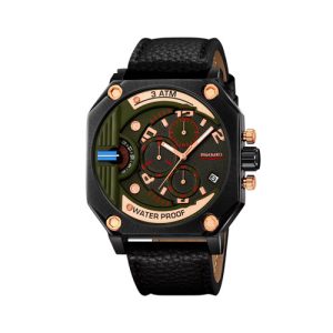 RELOJ SKMEI CASUAL 9343BKGN CORREA DE CUERO NEGRO/VERDE