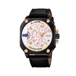 RELOJ SKMEI CASUAL 9343BKWT CORREA DE CUERO NEGRO/BLANCO