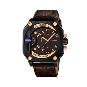 RELOJ SKMEI CASUAL 9343BNBK CORREA DE CUERO MARRON/NEGRO