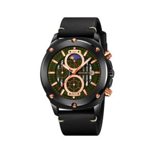 RELOJ SKMEI CASUAL 9351BKGN CORREA DE CUERO NEGRO/VERDE
