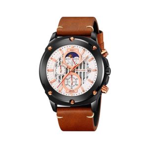 RELOJ SKMEI CASUAL 9351BNWT CORREA DE CUERO MARRON/BLANCO