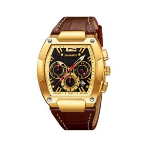 RELOJ SKMEI CASUAL 9357GDBN CORREA DE CUERO MARRON/DORADO