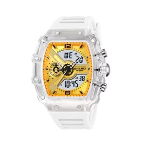 RELOJ SKMEI DEPORTIVO 2398WTGD DE SILICONA BLANCO/DORADO