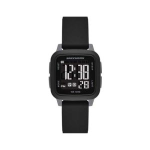 SKECHERS RELOJ DIGITAL DEPORTIVO DE SILICONA PARA MUJER, HOLMBY NEGRO, DIGITAL PARA MUJERES