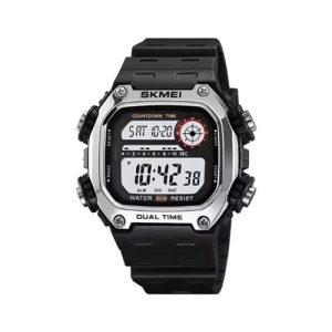 SKMEI 2126 - RELOJ DE PULSERA DIGITAL RESISTENTE AL AGUA PARA HOMBRE PLATEADO/NEGRO