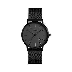 SKMEI RELOJES DE CUARZO PARA MUJER, ULTRAFINOS, MAGNÍFICOS, PEQUEÑOS, PEQUEÑOS, PEQUEÑOS, PULSERA DE ACERO CON ESFERA PEQUEÑA, NEGRO (X BLACK), MODA