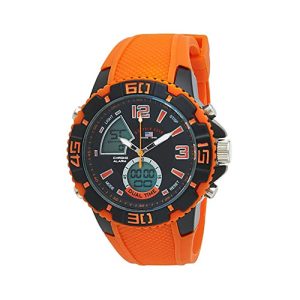 U.S. POLO ASSN. SPORT US9483 - RELOJ DEPORTIVO PARA HOMBRE CON BANDA DE SILICONA NARANJA, CUARZO, DIGITAL