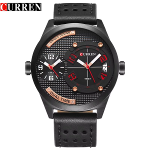 RELOJ CURREN CASUAL 8252-3/B.B.(Re)/B DE CORREA DE CUERO NEGRO