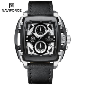 RELOJ NAVIFORCE NF8067 B/B/BCORREA DE CUERO NEGRO