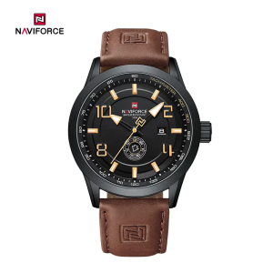 RELOJ NAVIFORCE NF9229 B/Y/BN DE CORREA DE CUERO MARRON/BEIGE