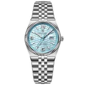 RELOJ CASUAL POEDAGAR P502BPAC DE CADENA PLATEADO-AZUL CIELO