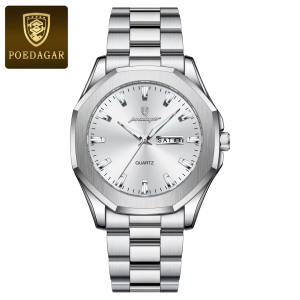 RELOJ CASUAL POEDAGAR P875BPB DE CADENA PLATEADO-BLANCO