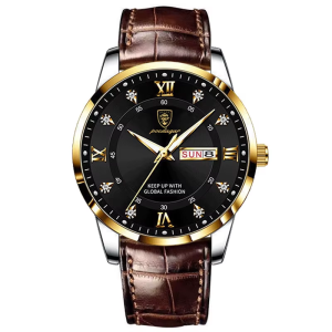 RELOJ CASUAL POEDAGAR P836M  DE CUERO MARRON-NEGRO