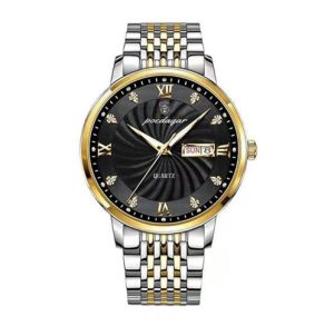 RELOJ CASUAL POEDAGAR P836N  DE CADENA PLATEADO-NEGRO