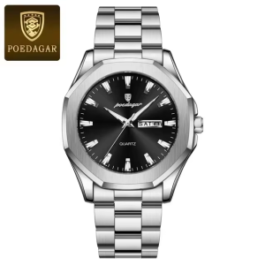 RELOJ CASUAL POEDAGAR P875BPN DE CADENA PLATEADO-NEGRO