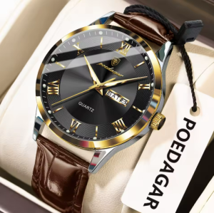 RELOJ CASUAL POEDAGAR P978MND DE CUERO MARRON-DORADO