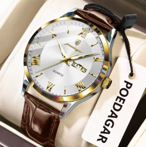 RELOJ CASUAL POEDAGAR P978MB DE CUERO MARRON-BLANCO