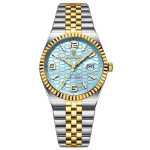 RELOJ CASUAL POEDAGAR P839BDAC DE CADENA DORADO-AZUL CIELO
