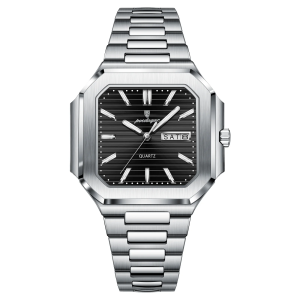 RELOJ CASUAL POEDAGAR P672BN DE CADENA PLATEADO-NEGRO
