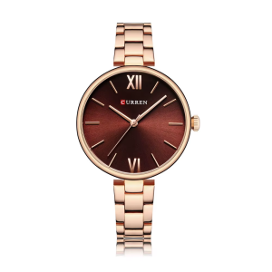RELOJ CURREN CASUAL DE DAMA 9017-4/R.K.R ORO ROSA/VINOTINTO