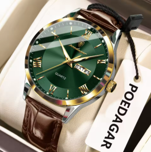 RELOJ CASUAL POEDAGAR P978MV DE CUERO MARRON-VERDE