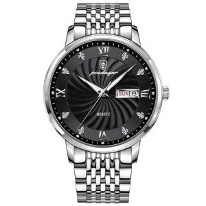 RELOJ CASUAL POEDAGAR P836PN DE CADENA PLATEADO-NEGRO