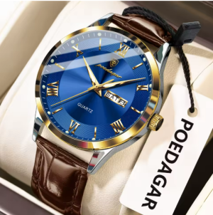RELOJ CASUAL POEDAGAR P978MDA DE CUERO MARRON-DORADO