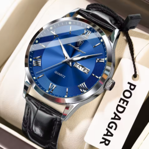 RELOJ CASUAL POEDAGAR P978BNA DE CUERO NEGRO-AZUL